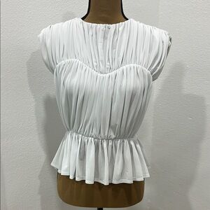 Express White Puff Sleeve Peplum Blouse